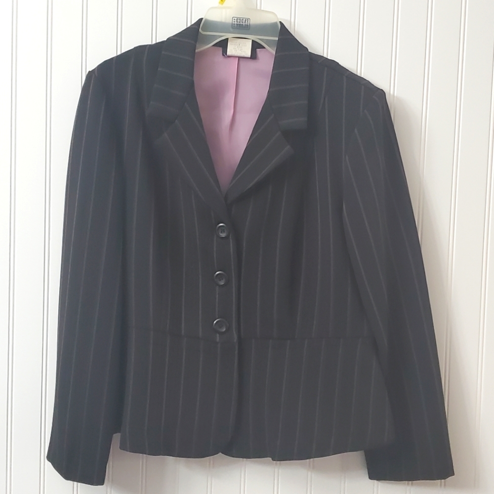 Snap black and pink pinstriped blazer size 12